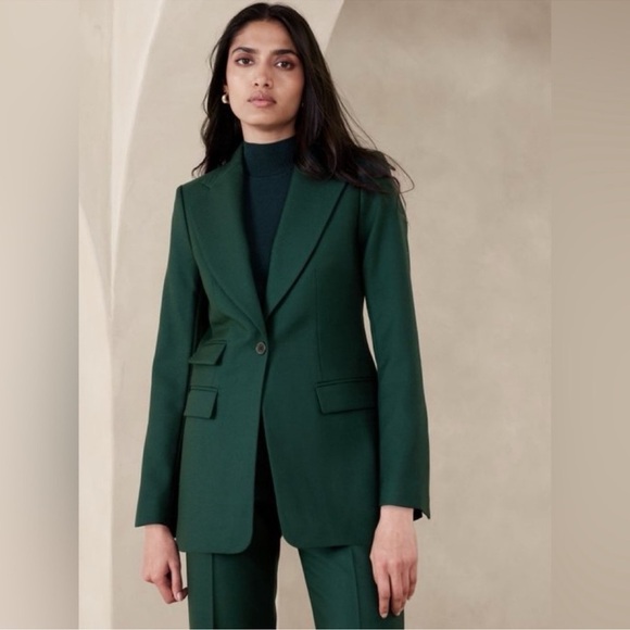 NWT! Banana Republic Paris Green Lido Sculpted Wool Blazer - Picture 1 of 6